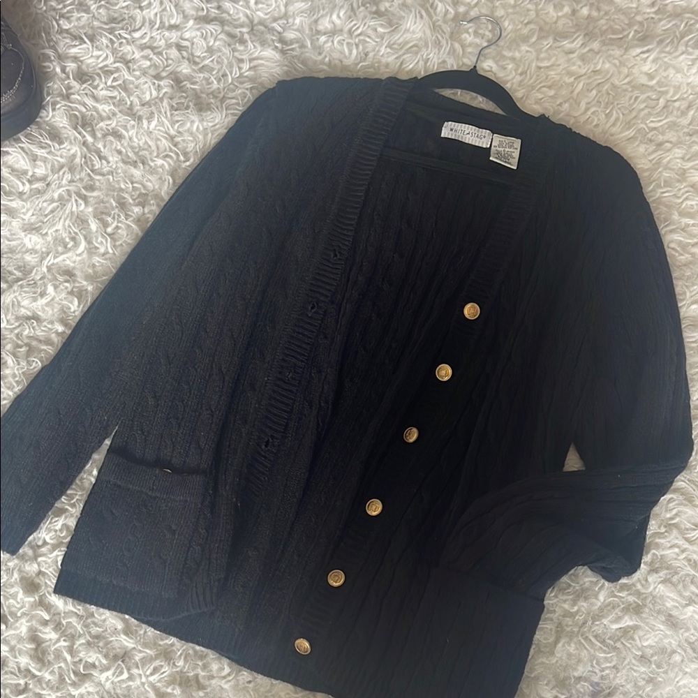 Black Cable Knit Cardigan with Gold Buttons ❤️